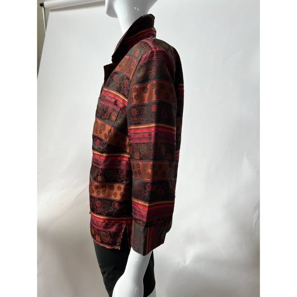 Stonebridge Womens Jacket Coat Multicolor Floral Stripe Pocket 3/4 Sleeve S - Picture 5 of 12